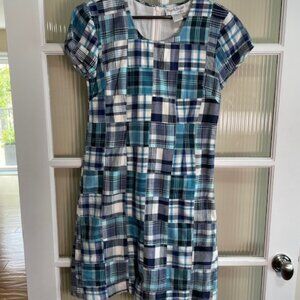 Women's North Style Dress Blue Plaid Patchwork